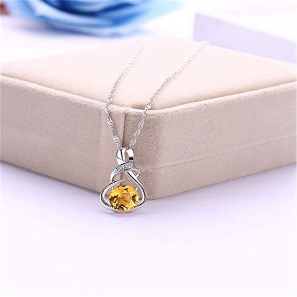 🌸 Big Oval Royal Charming Twisted Silver Oval Necklace for Women, EVGG1002 - Picture 4 of 4